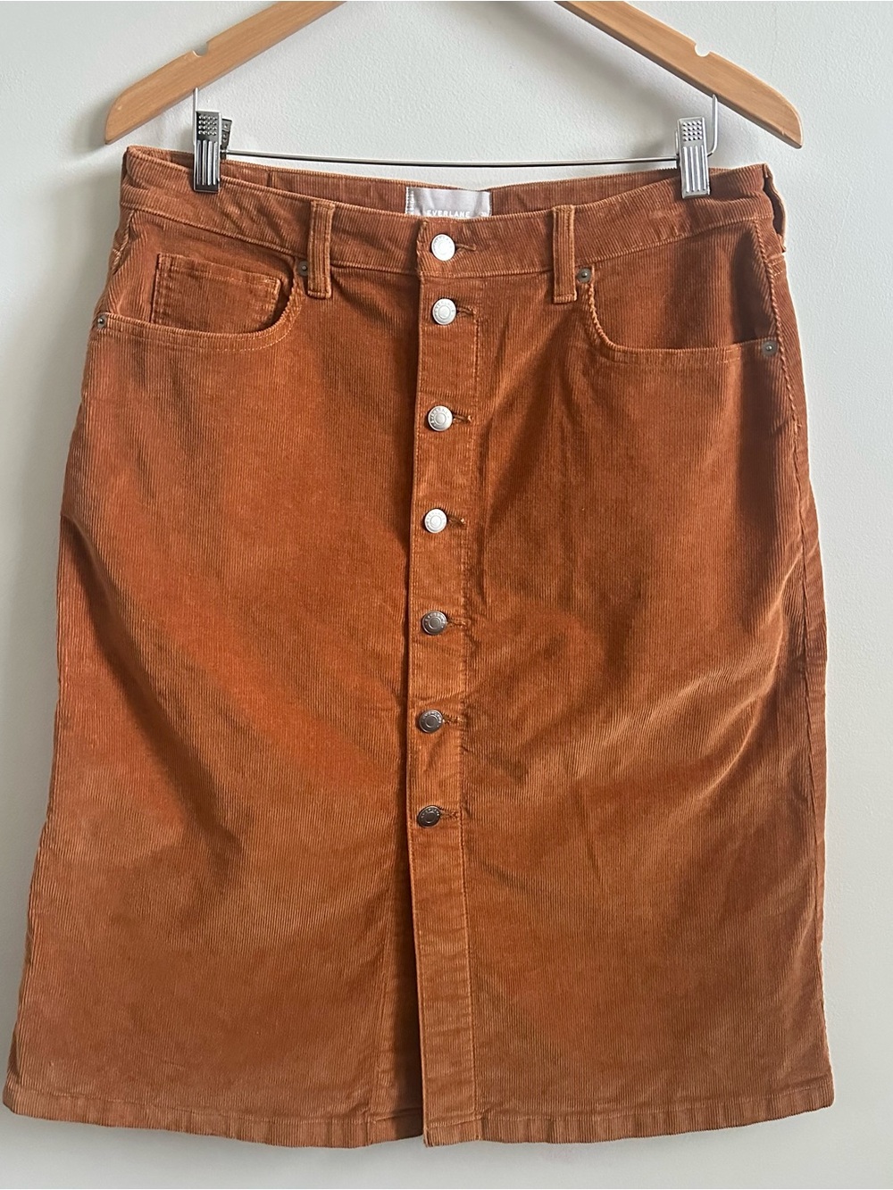 Everlane Acorn Corduroy Button Front Pencil Skirt (Sz 32)